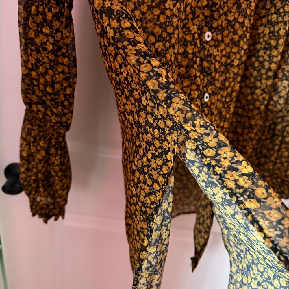 Zara Black and Yellow Floral Shirt - Picture 4 of 8